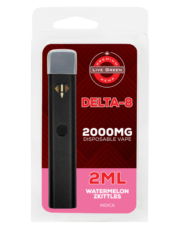 Delta-8 2000mg Disposable Vape 2ml Watermelon Zkittles Indica