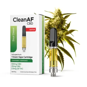 CleanAF CBD 1G Vape Cartridge Sour Diesel-500mg